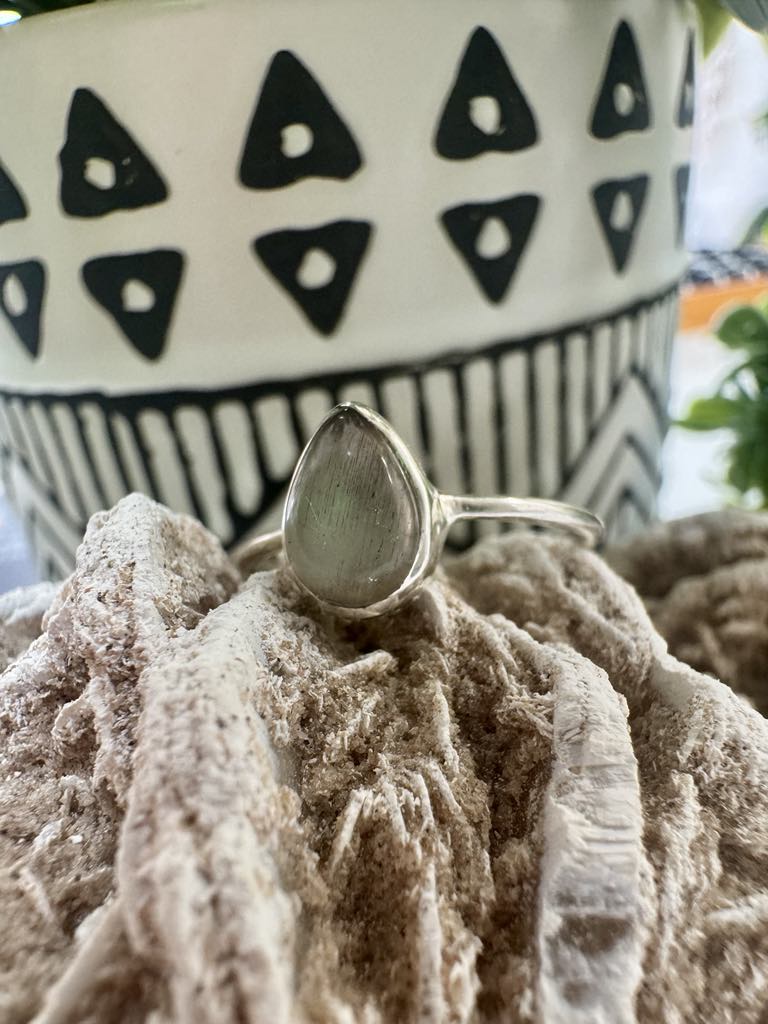 Grey Moonstone Ring Size 9