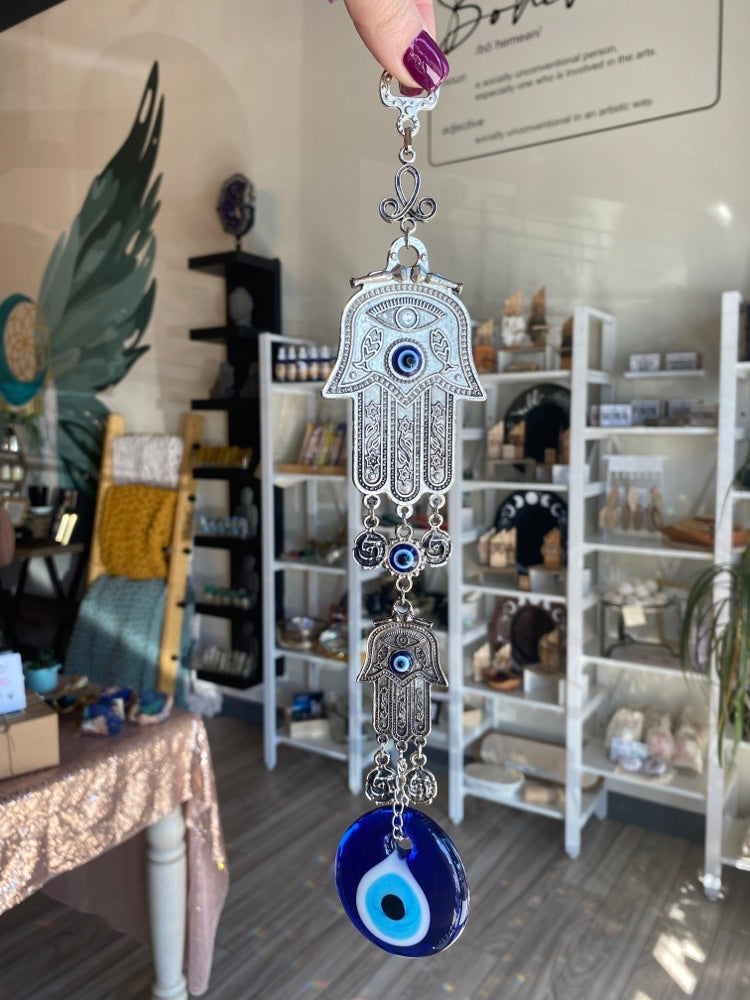 Double Hamsa Hands Evil Eye Hanging