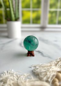 Green Fluorite Sphere w/ purple band