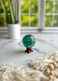 Green Fluorite Sphere w/ purple band