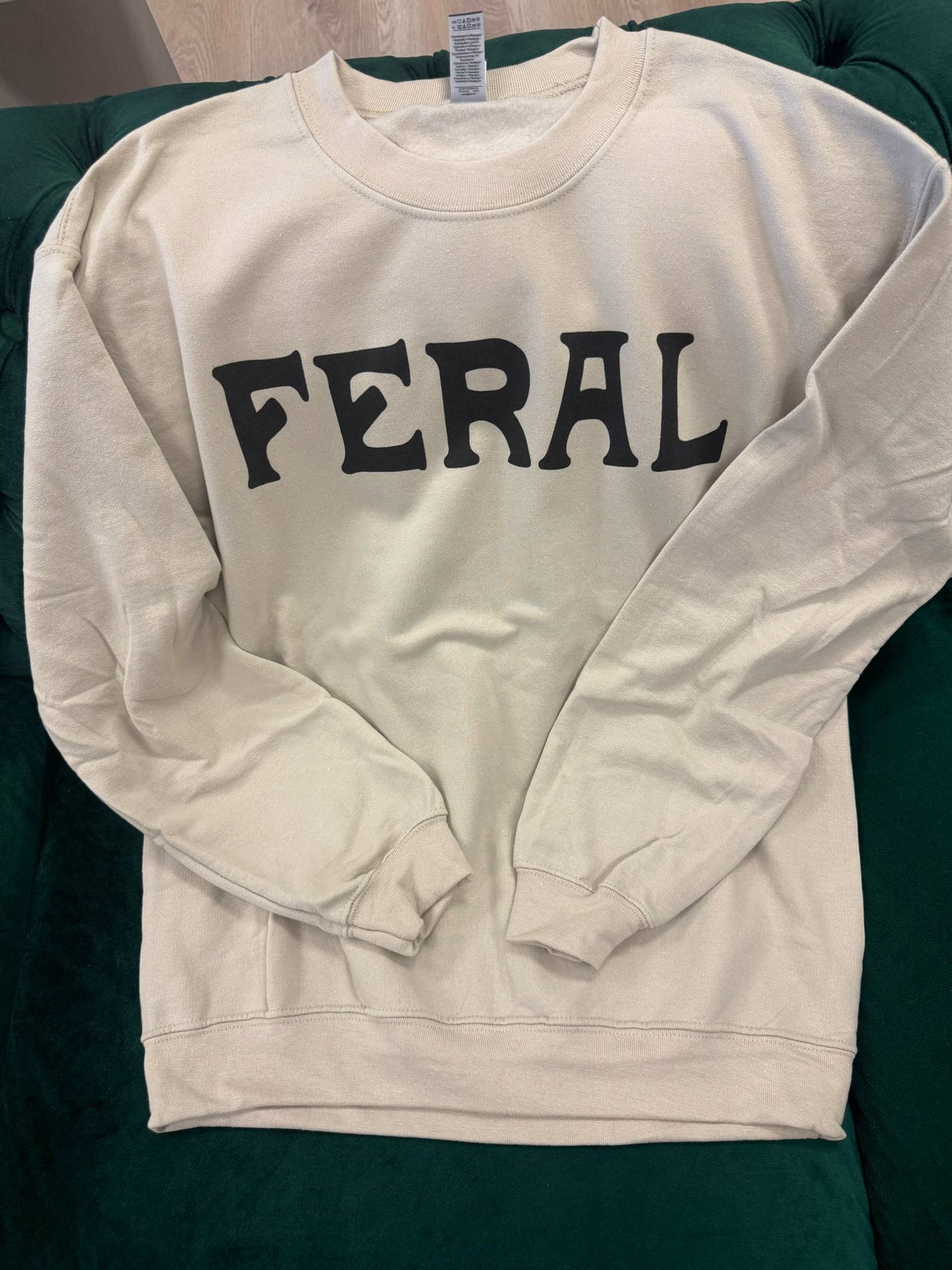 Feral Crew Tan Sweatshirt Size Large