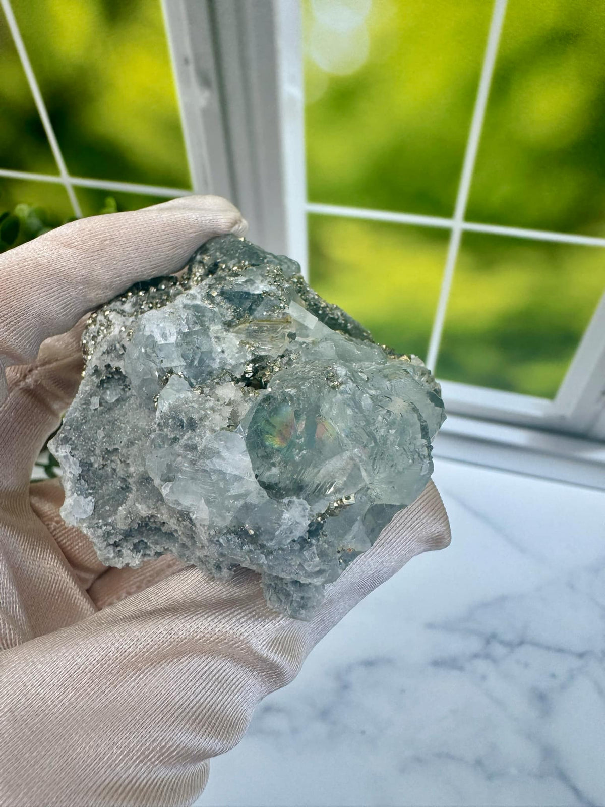 Blue Fluorite and Pyrite Cluster 2