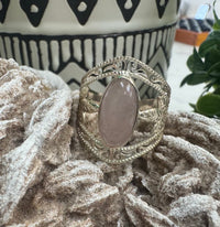 Rose Quartz Ring Sterling Silver Size 10