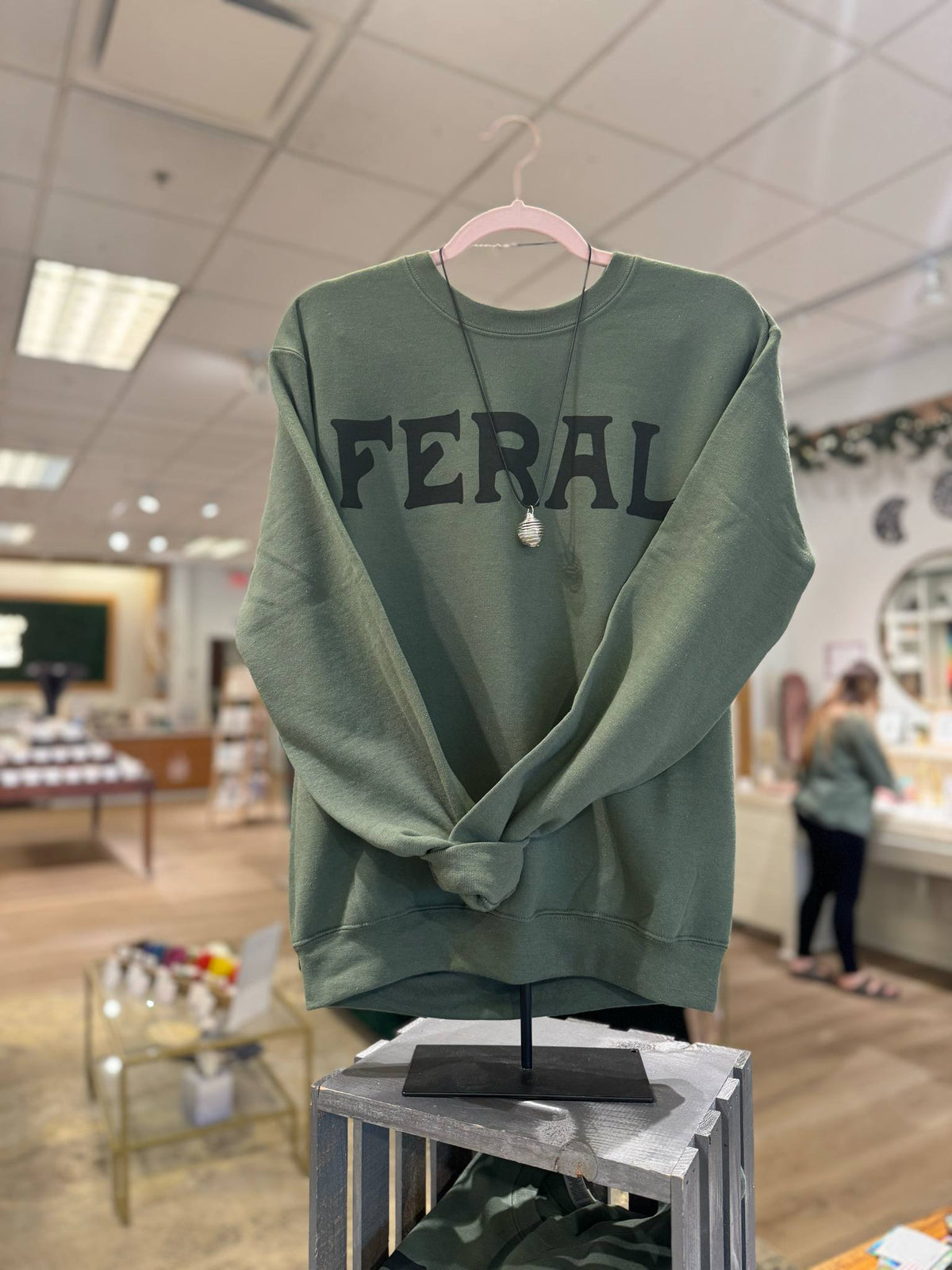 Feral Crew Green Sweatshirt Size Medium