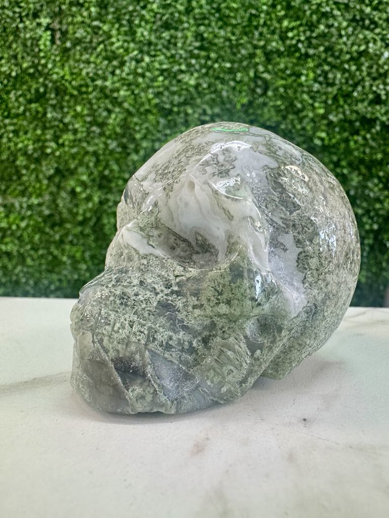 Moss Agate Skull