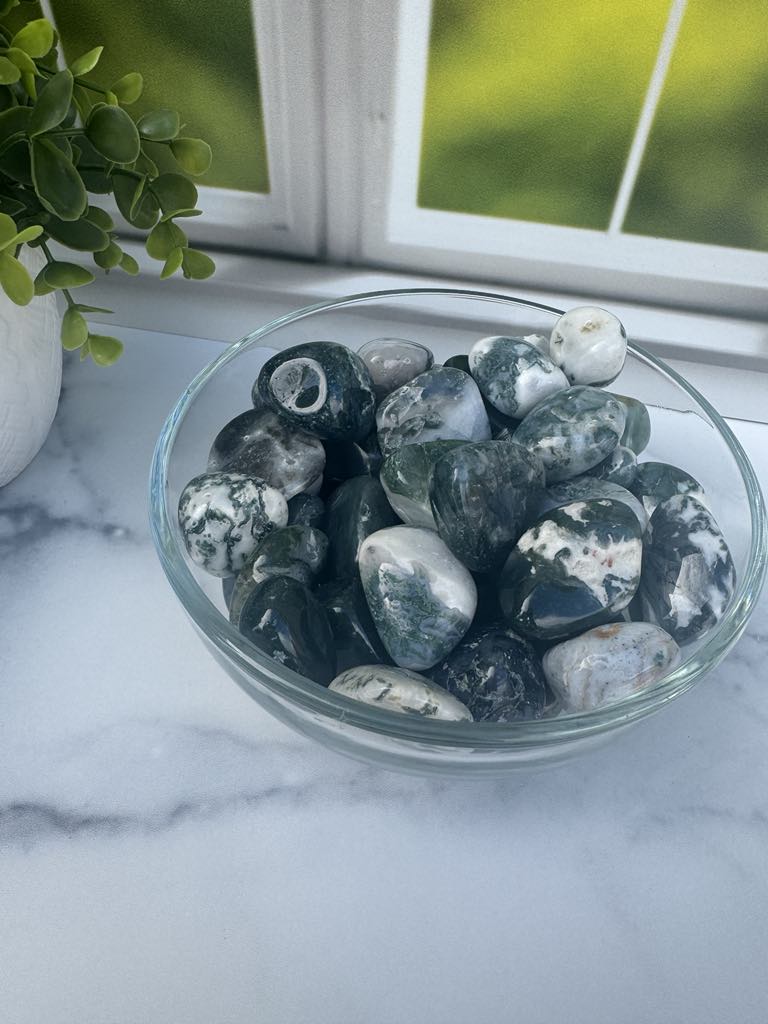 Moss agate tumbles