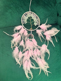Tree of Life Dream Catcher with Amethyst and Clear quartz