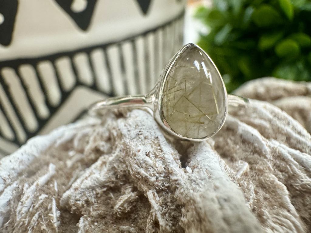 Gold Rutilated Quartz Ring size 9