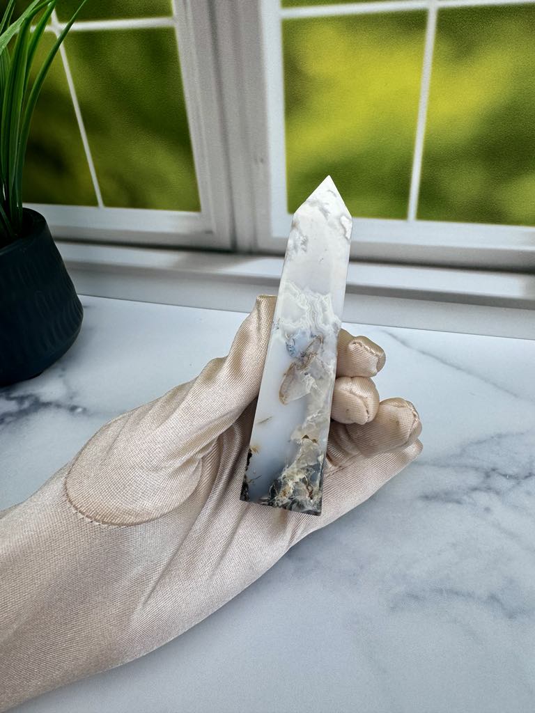 White Druzy Agate Tower 5