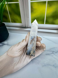 White Druzy Agate Tower 5