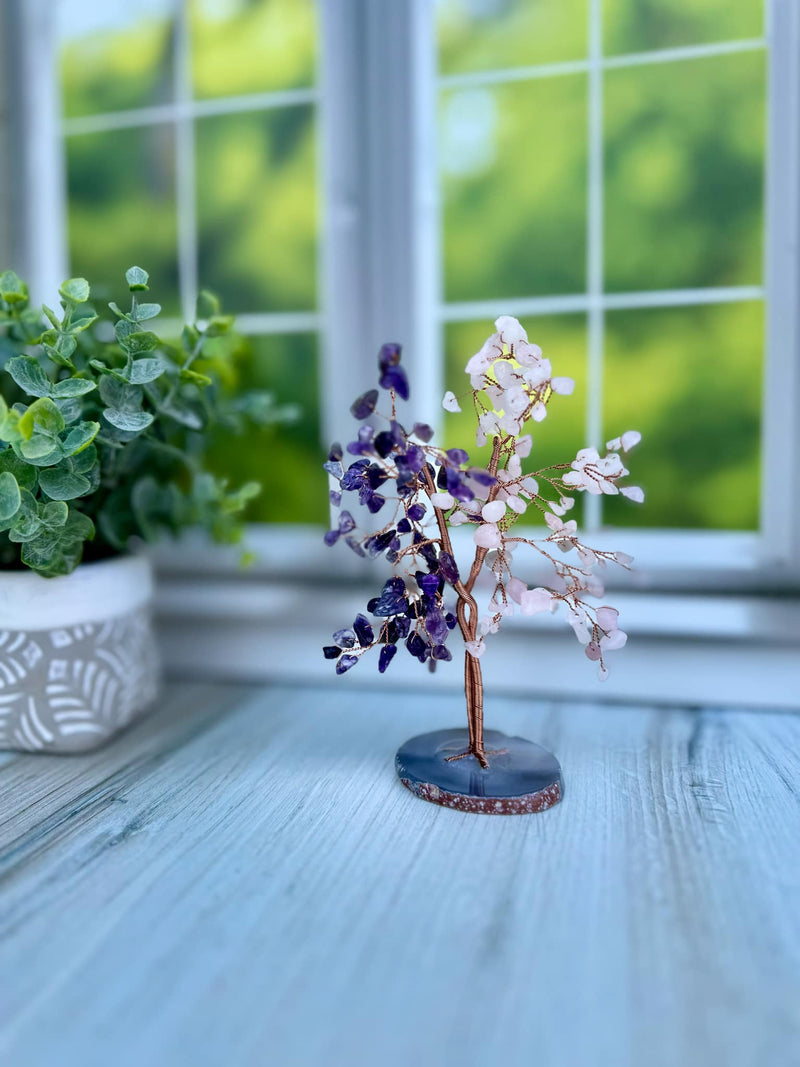 Amethyst and Rose Quartz Crystal Tree