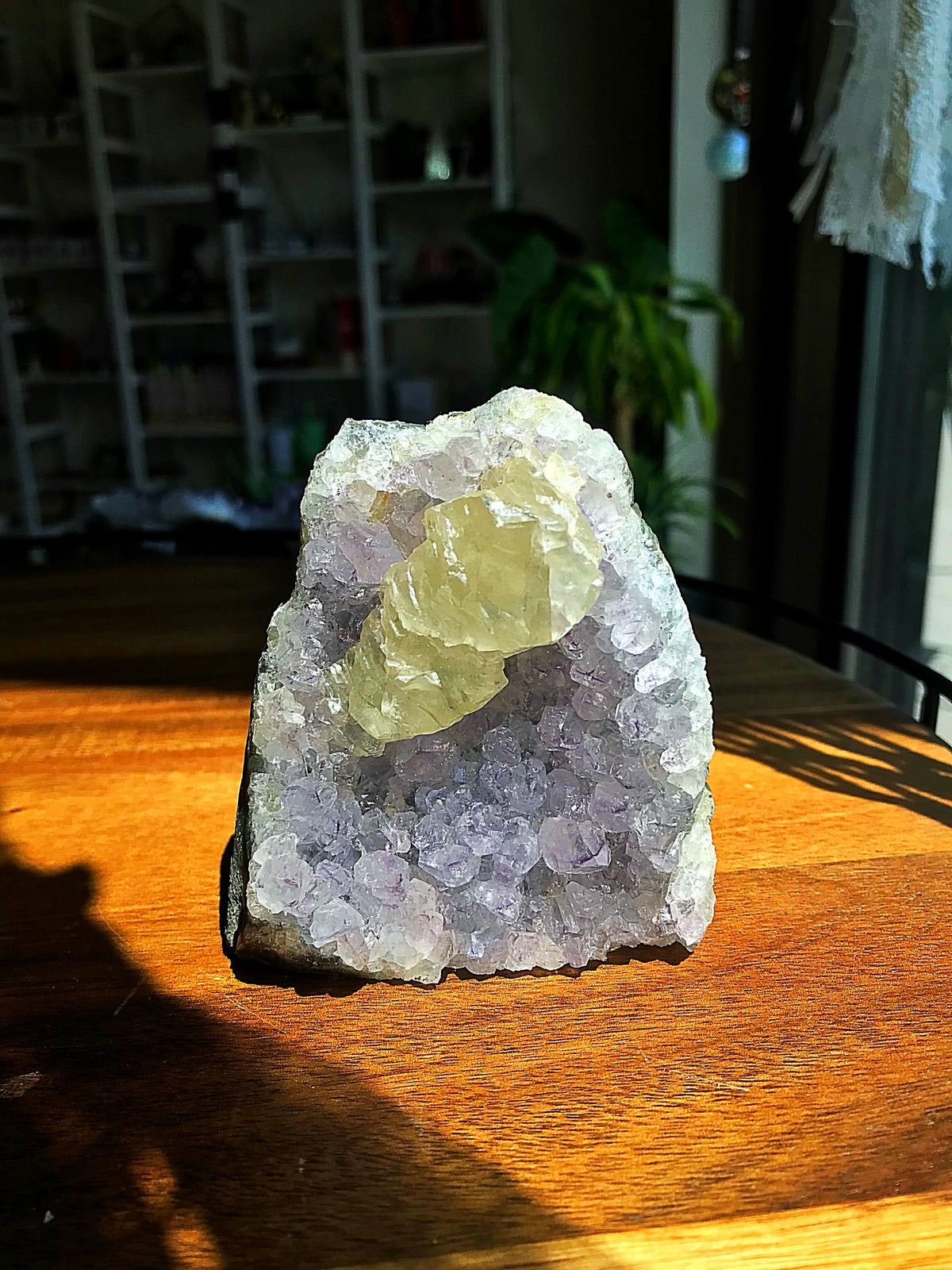 Amethyst with Apophyllite Stand-Up Cluster