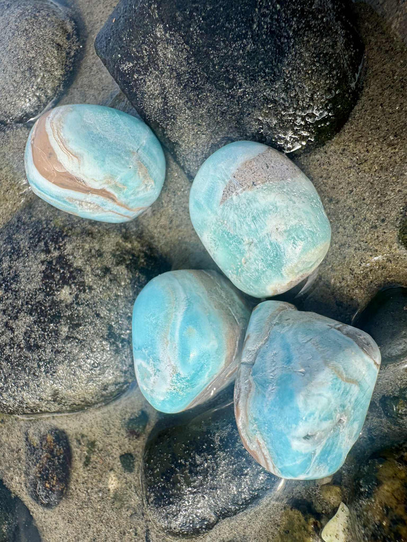 Blue Aragonite Tumbles