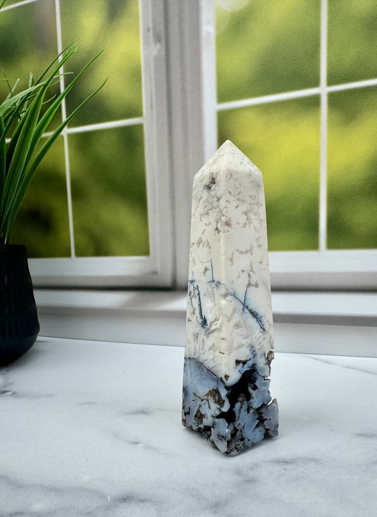 White Druzy Agate Tower 3