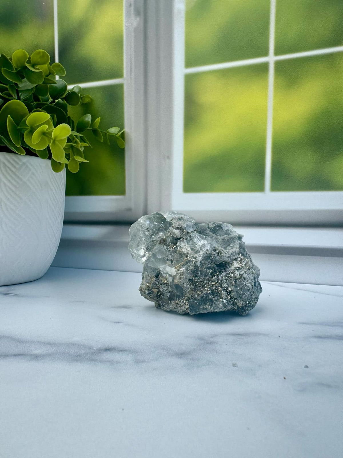 Blue Fluorite and Pyrite cluster 2