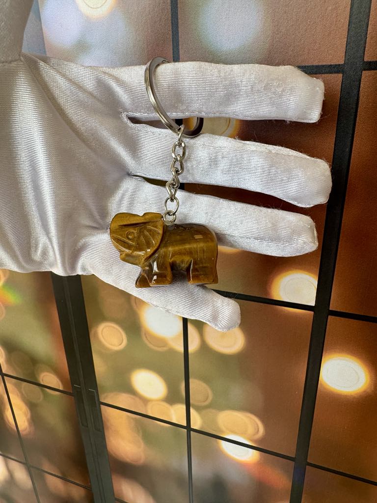 Elephant keychain (tigers eye)