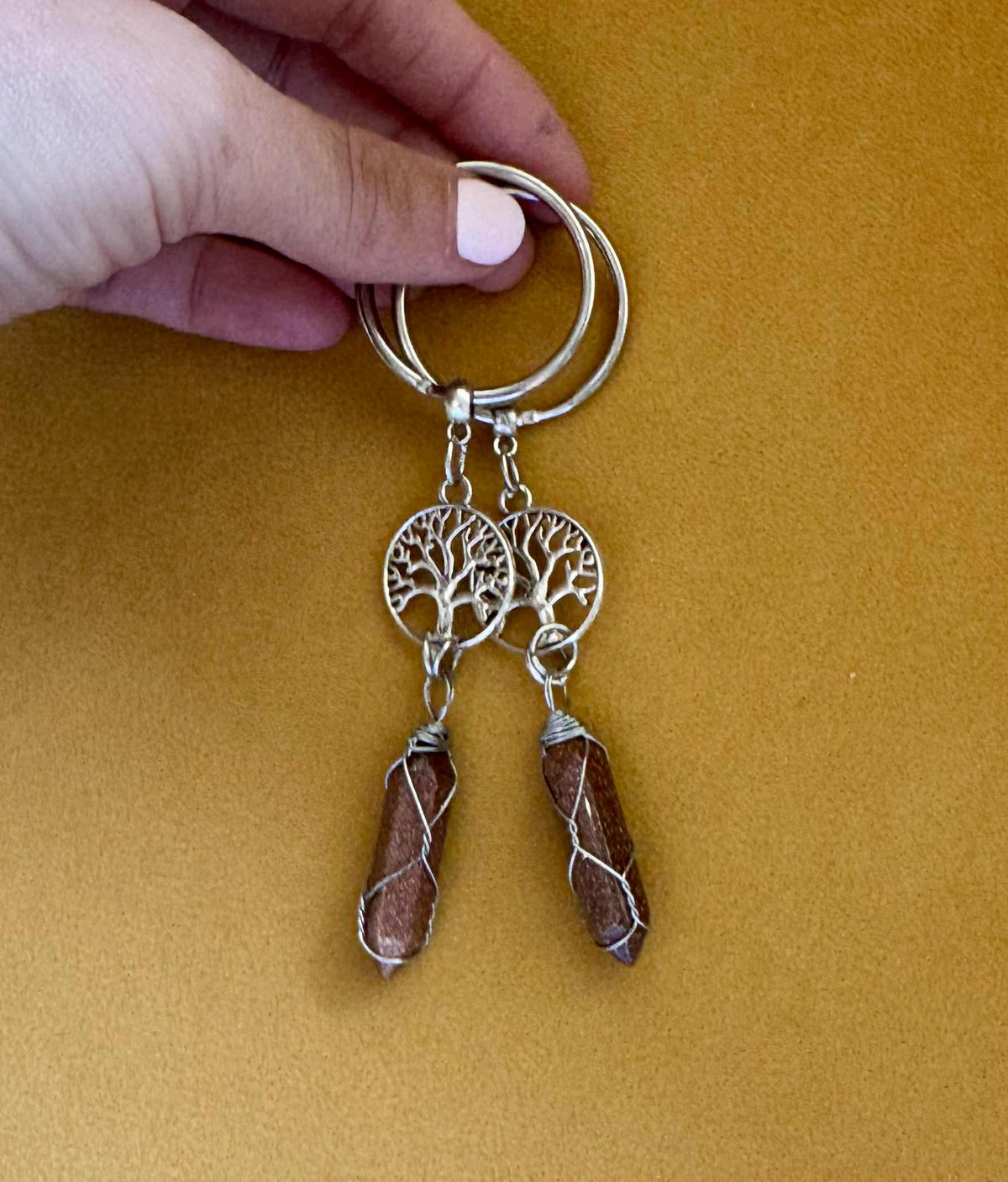 Goldstone Tree of Life Keychain
