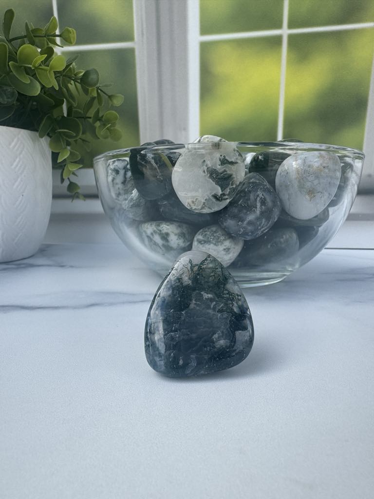 Moss agate tumbles