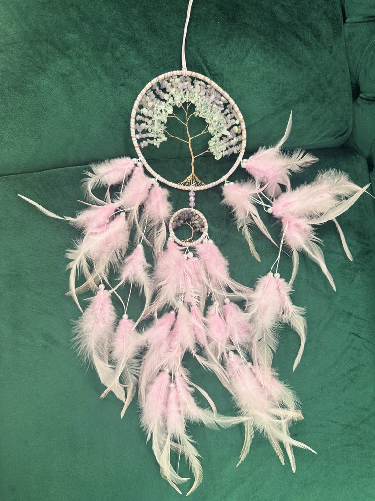 Tree of Life Dream Catcher with Amethyst and Clear quartz