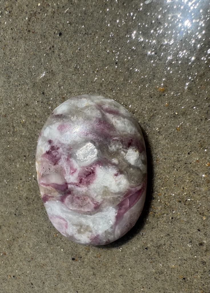 Pink Tourmaline Palm stone 1