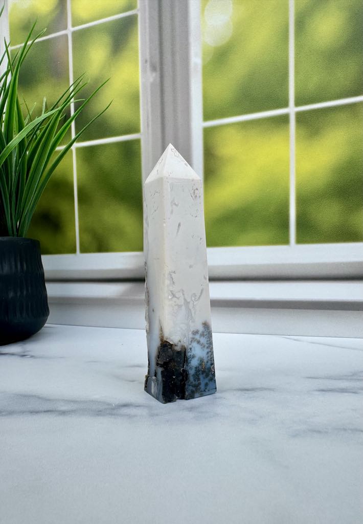 White Druzy Agate Tower 2